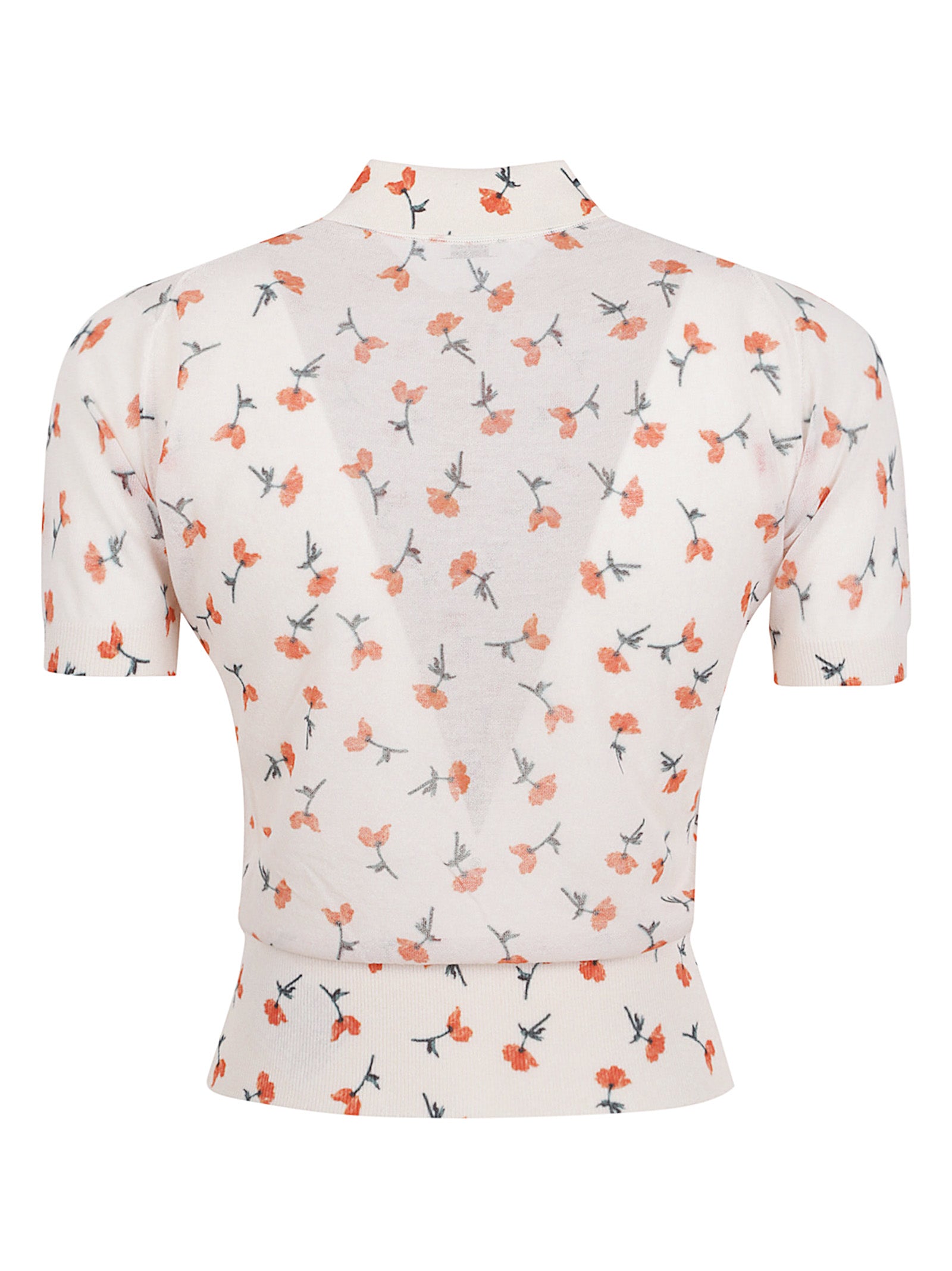 Short-Sleeved Fitted Floral Print Polo
