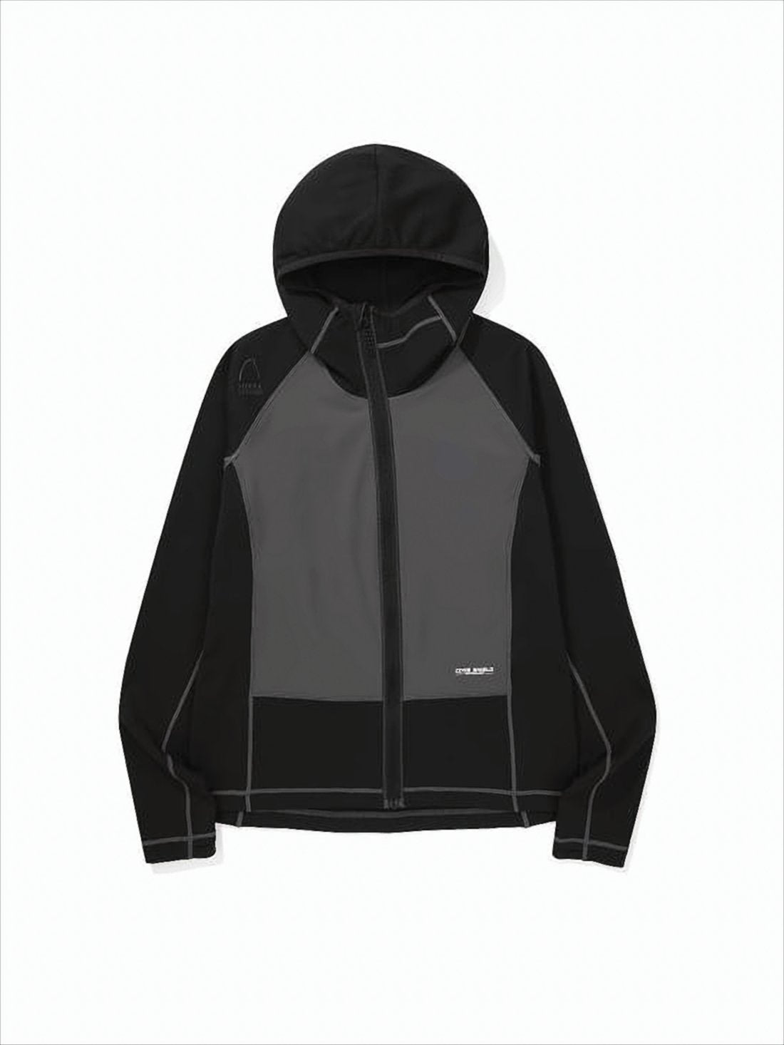 Color-Blocked Hooded Jacket with Front Zipper Closure