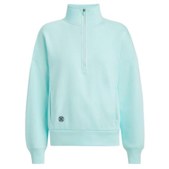 Quarter-Zip High Collar Sweatshirt With Kangaroo Pocket