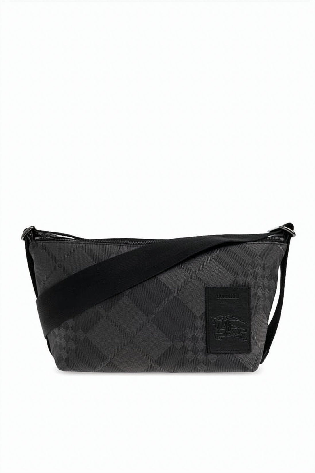 Black Rectangular Checkered Print Shoulder Bag