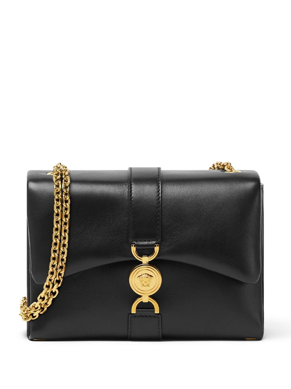 Foldover Top Black Lambskin Bag