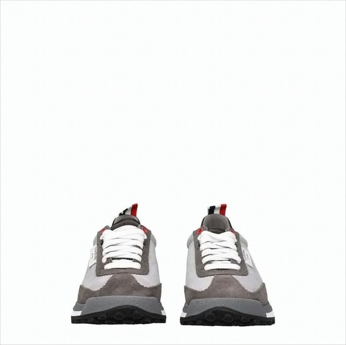Neutral Tone Leather Sneakers with Textured Sole