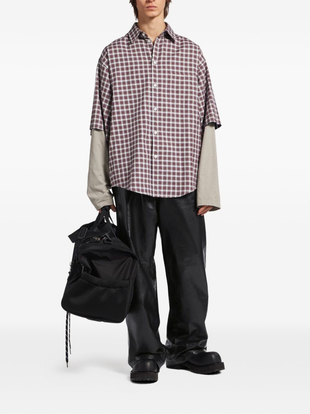 Layered Checkered Shirt With Classic Collar