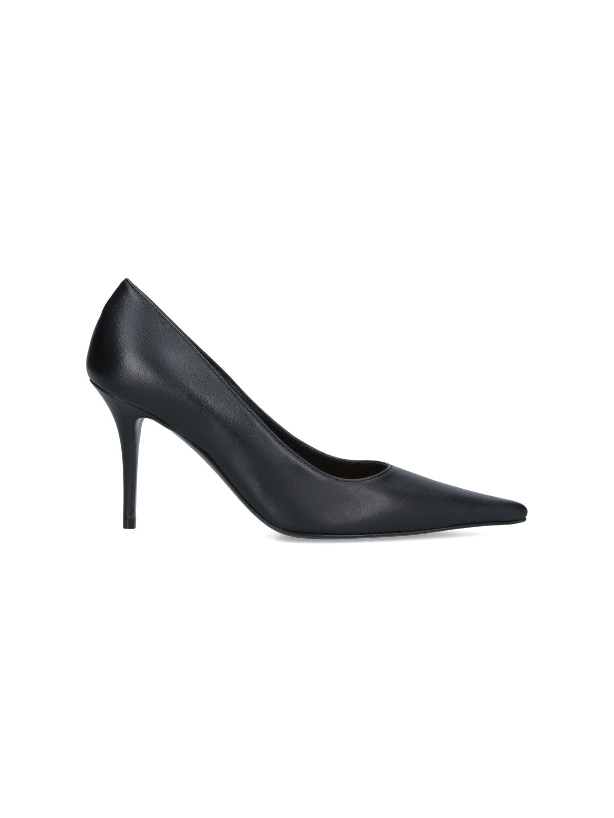 "Barbara" Pumps In Black Lambskin, Pointed Toe