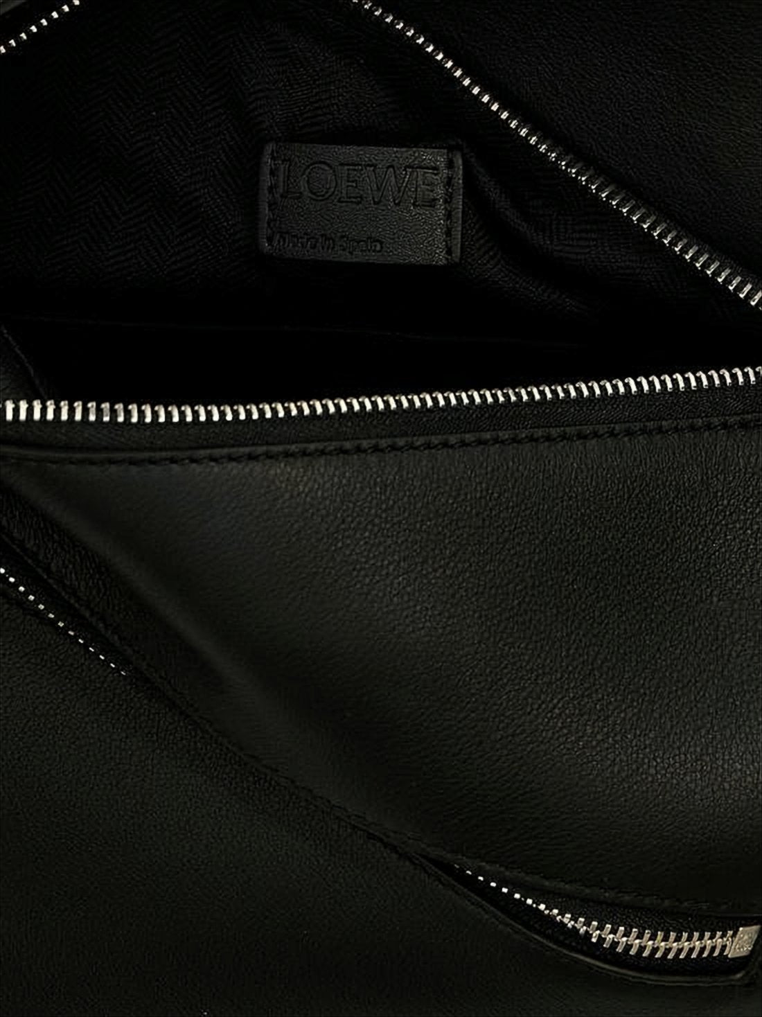 Geometric Calf Leather Crossbody Bag with Silver Hardware