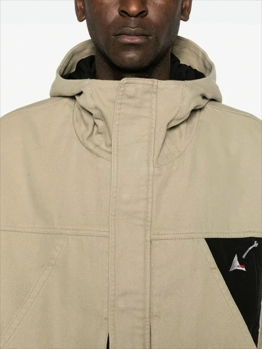 Cropped Hooded Jacket With Triangular Patch Detail