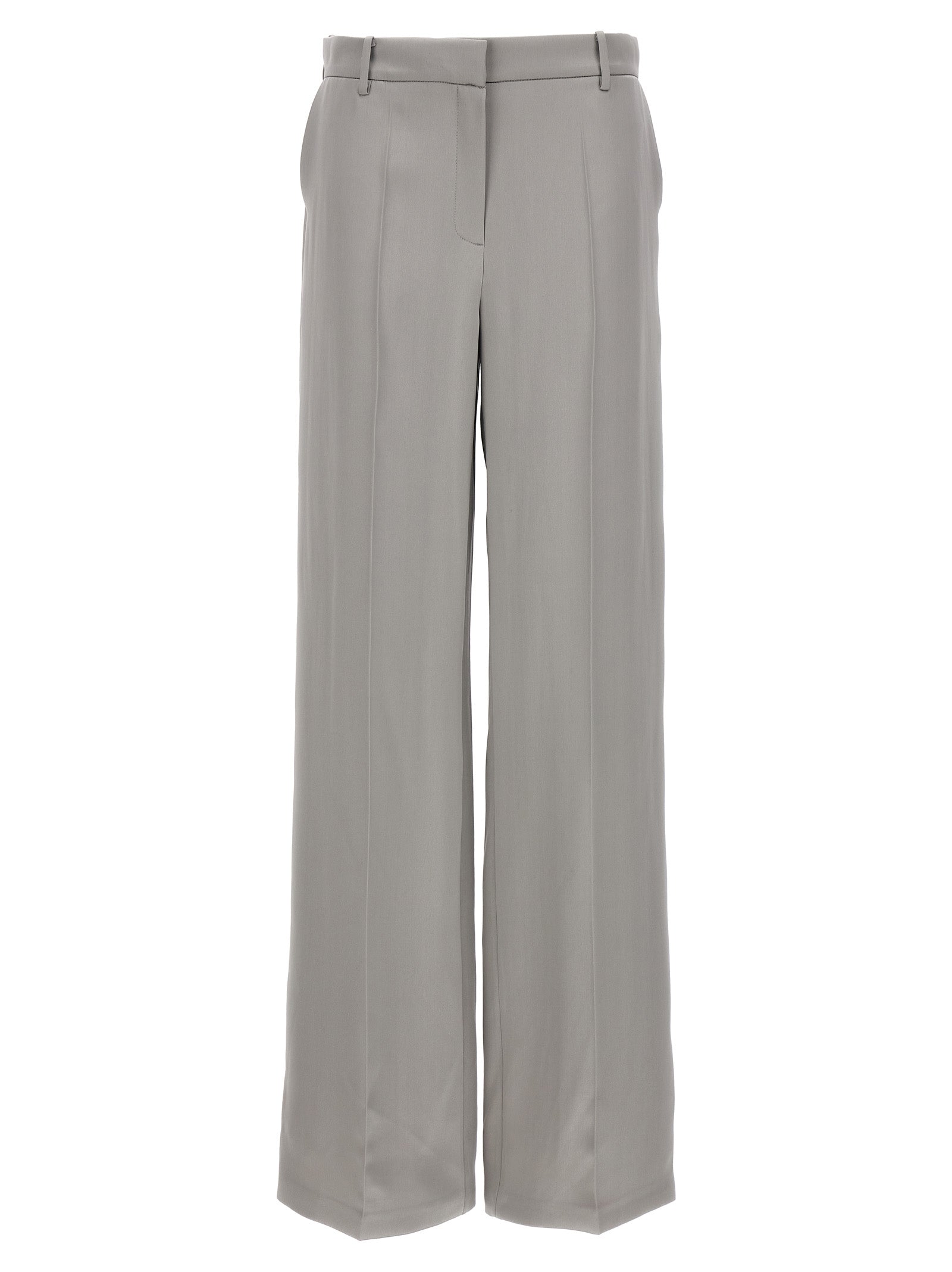 Satin Straight Leg Pants with Central Crease