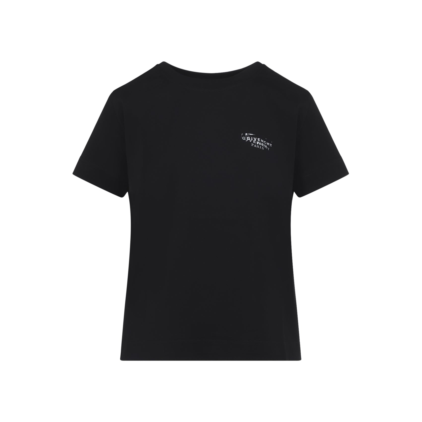 Black Cotton T-Shirt With Ink-Effect Logo