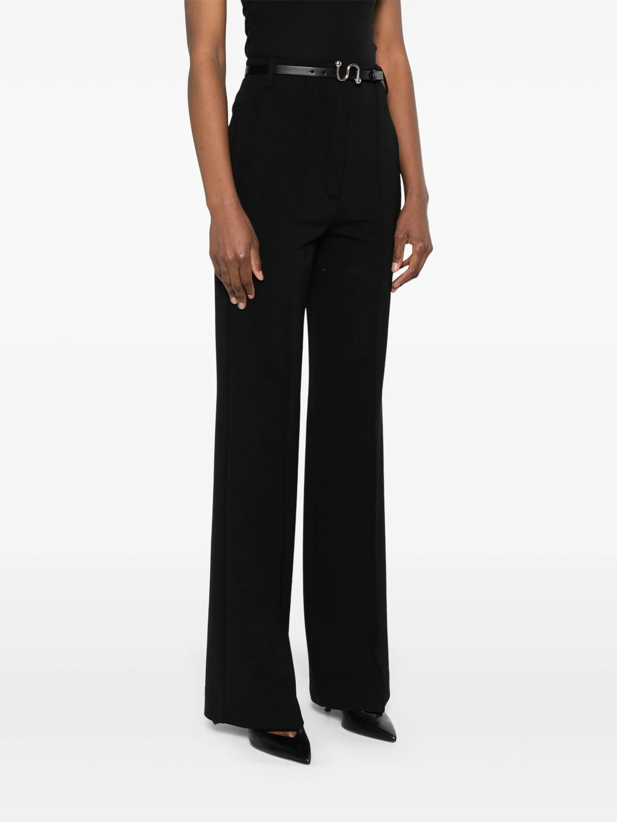 Black Texas High-Waisted Wide-Leg Tailored Pants