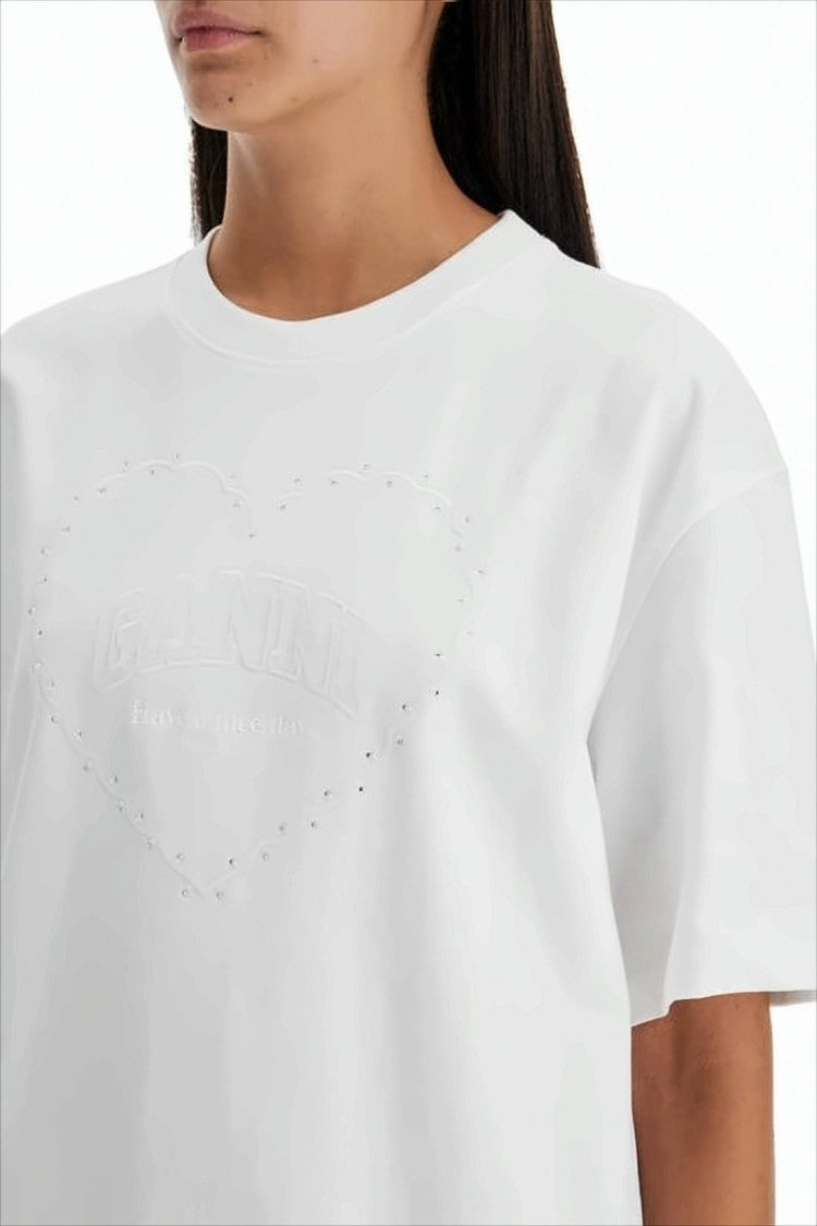 Relaxed-Fit Short-Sleeve T-Shirt With Embossed Heart Detail
