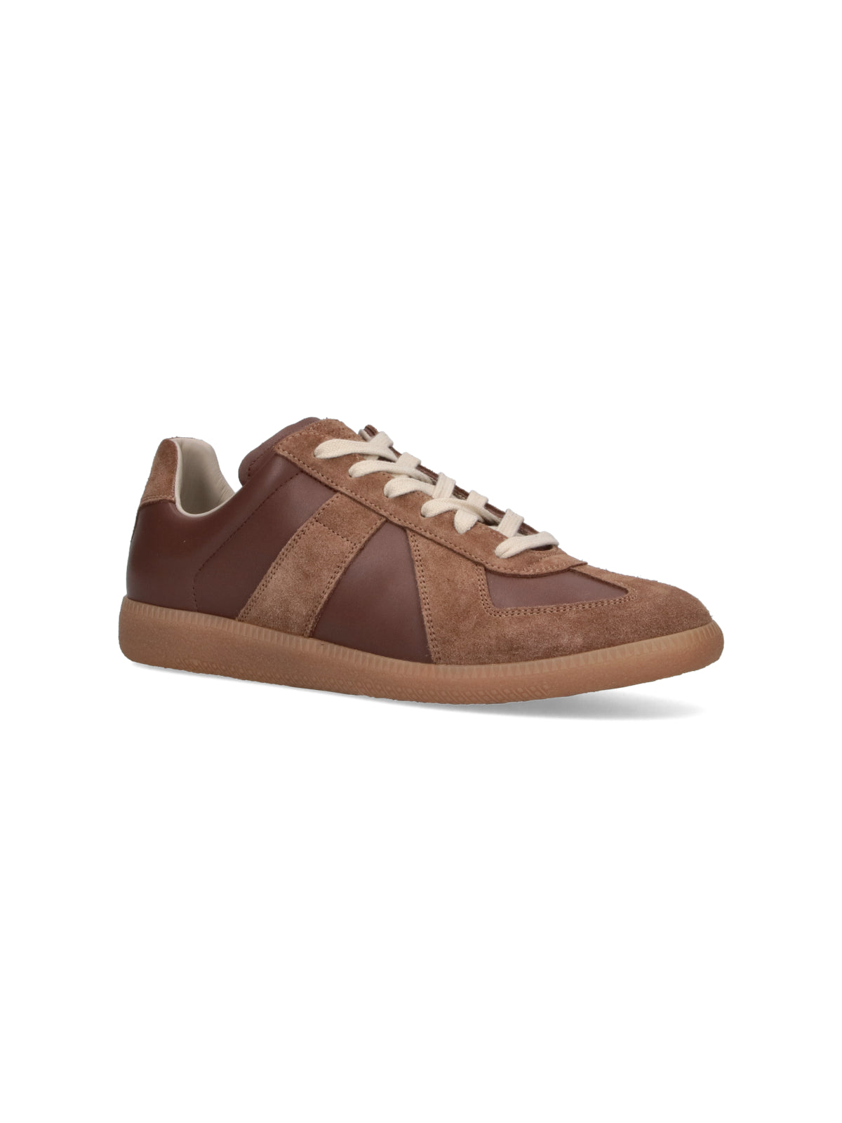 Brown Suede Panel Low-Top Sneakers