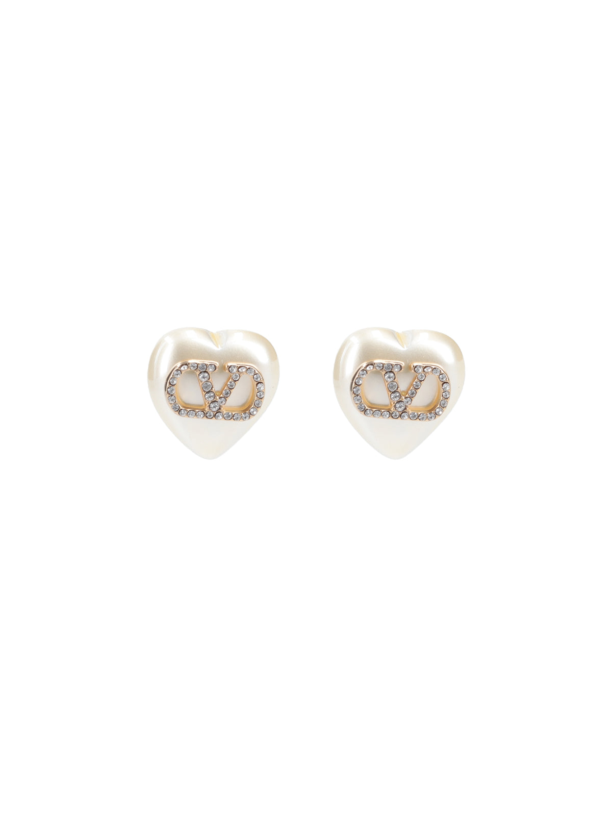 White Vlogo Heart Shaped Resin Earrings