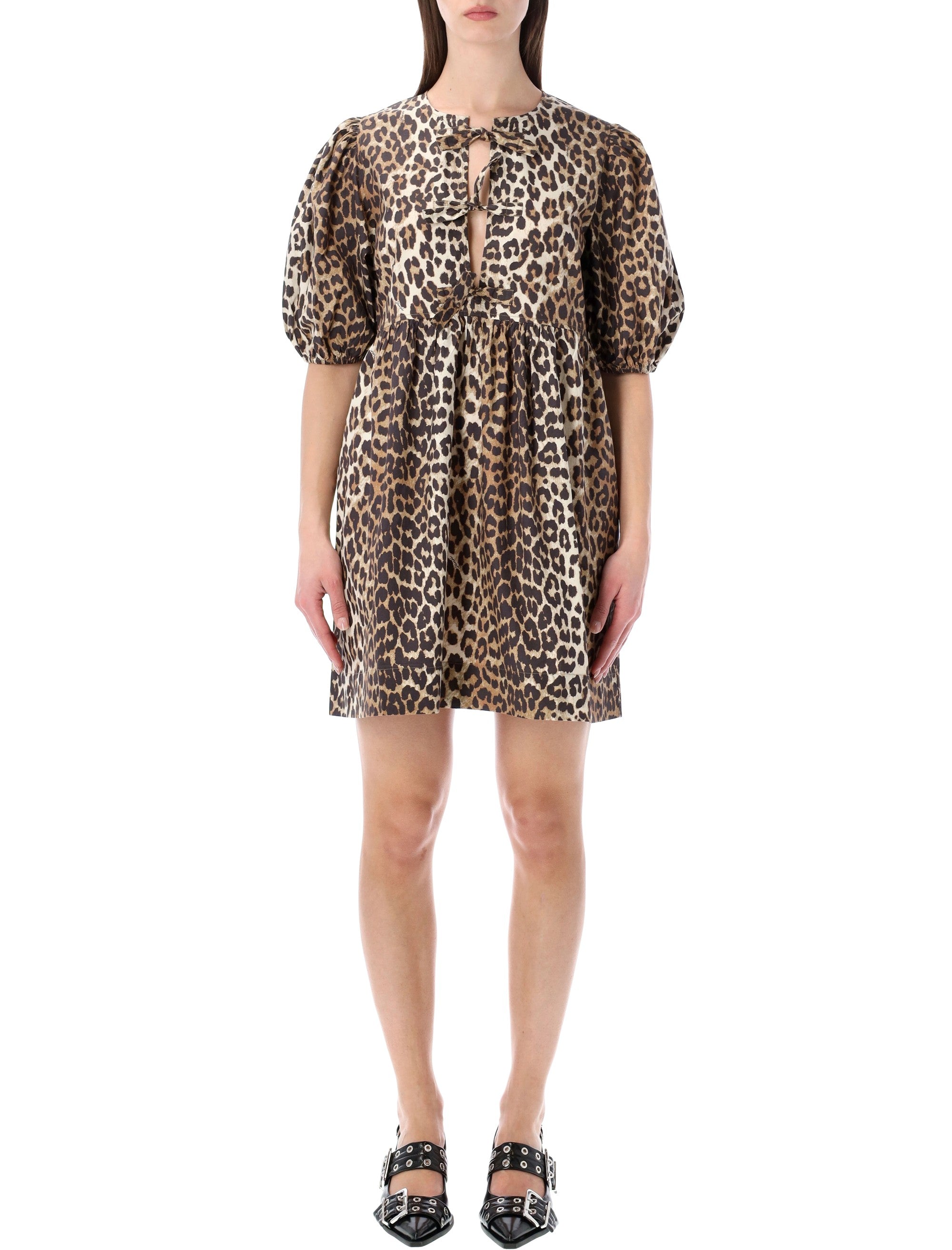 Leopard Tie String Mini Dress