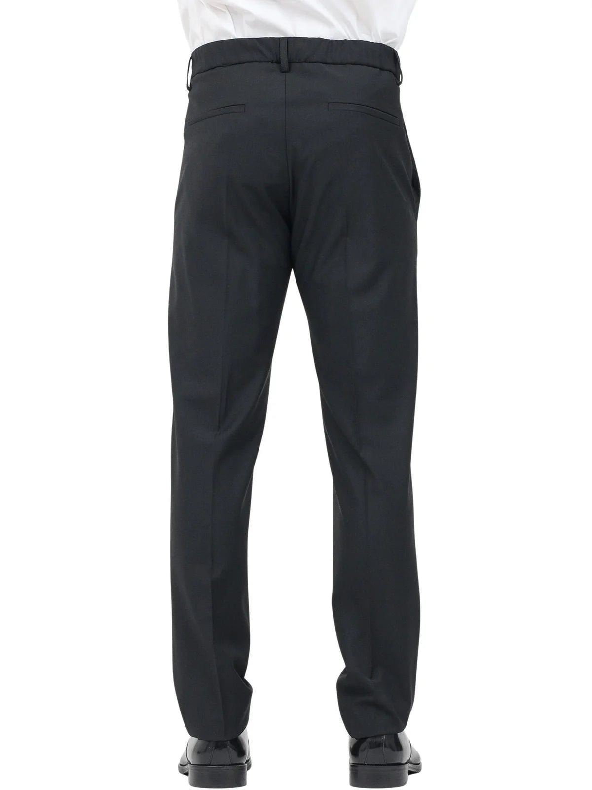 Tailored Black Trousers with Flat Front and Side Pockets