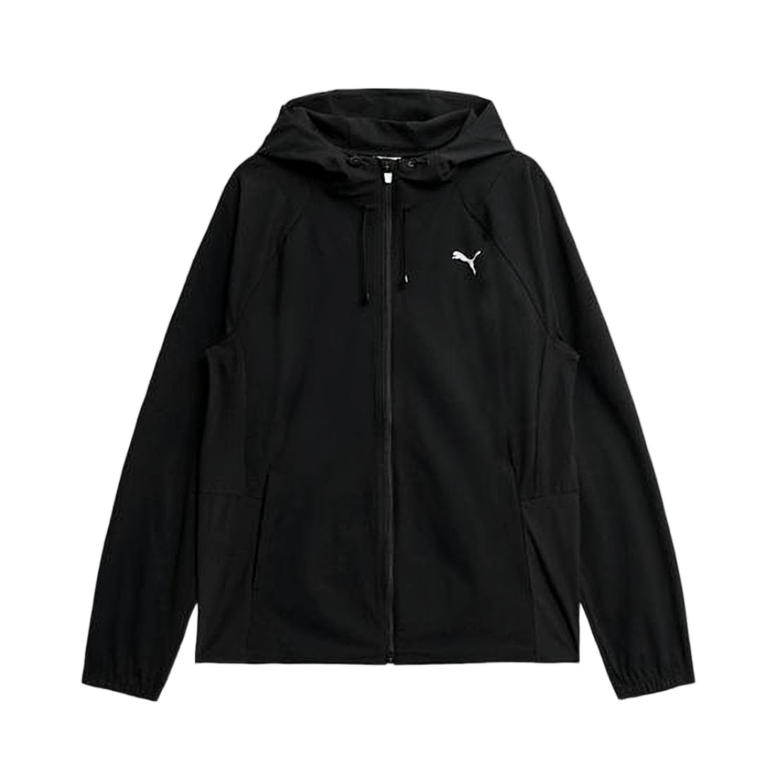 Hooded Black Jacket with Full Front Zipper