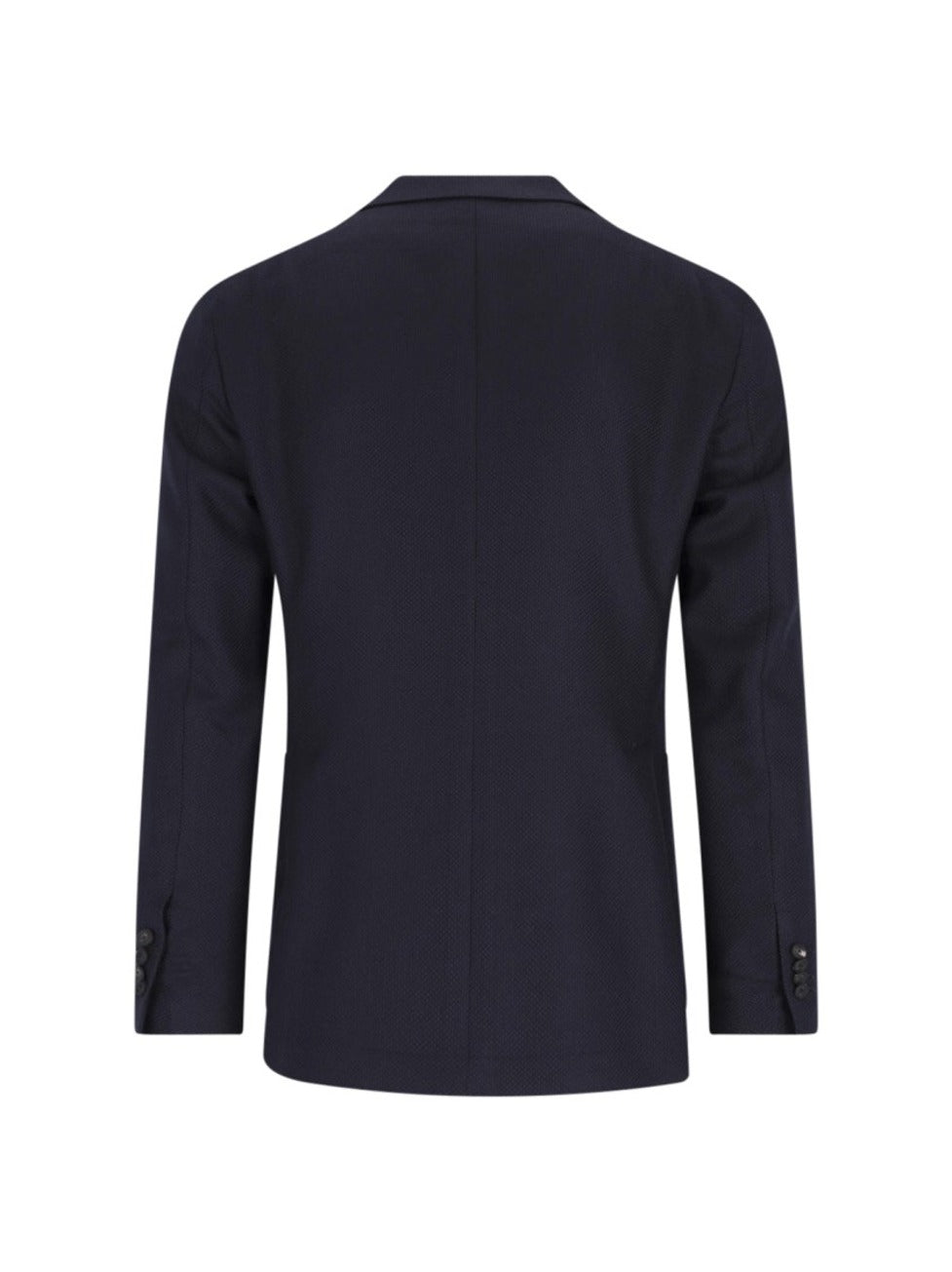 Double-Breasted Navy Wool Blazer With Notch Lapel