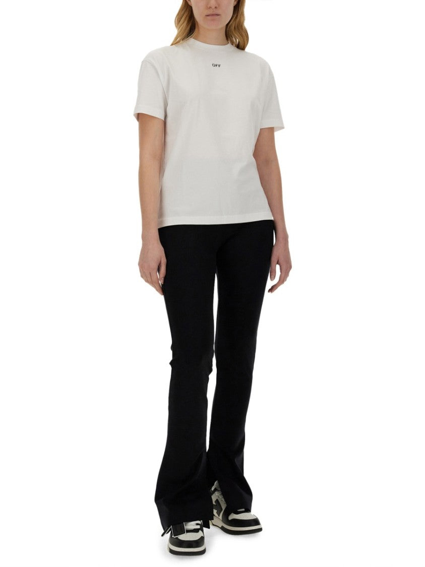 White T-Shirt With Geometric Logo Design