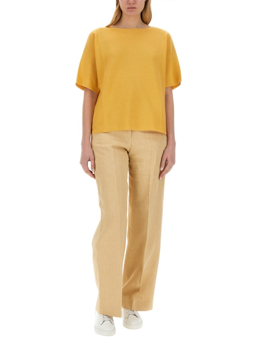 Relaxed-Fit Cotton Top With Wide Neckline