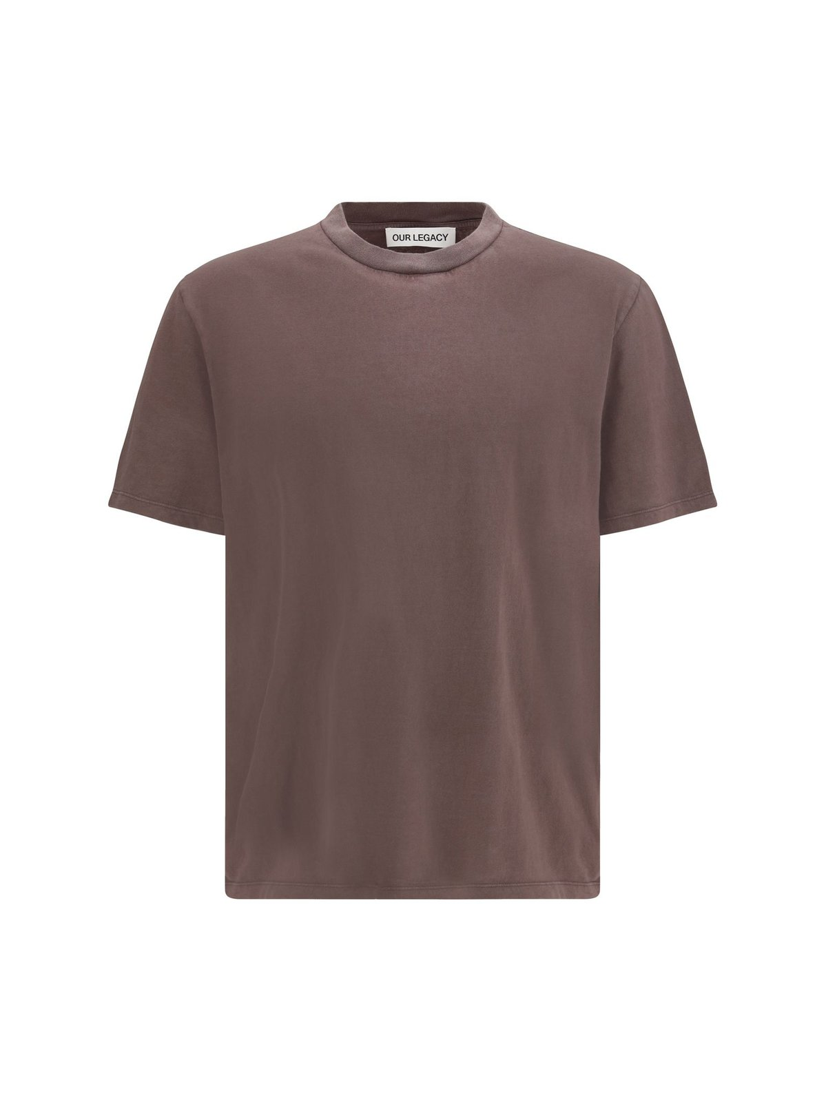 Washed Brown T-Shirt With Classic Crew Neckline And Relaxed Fit