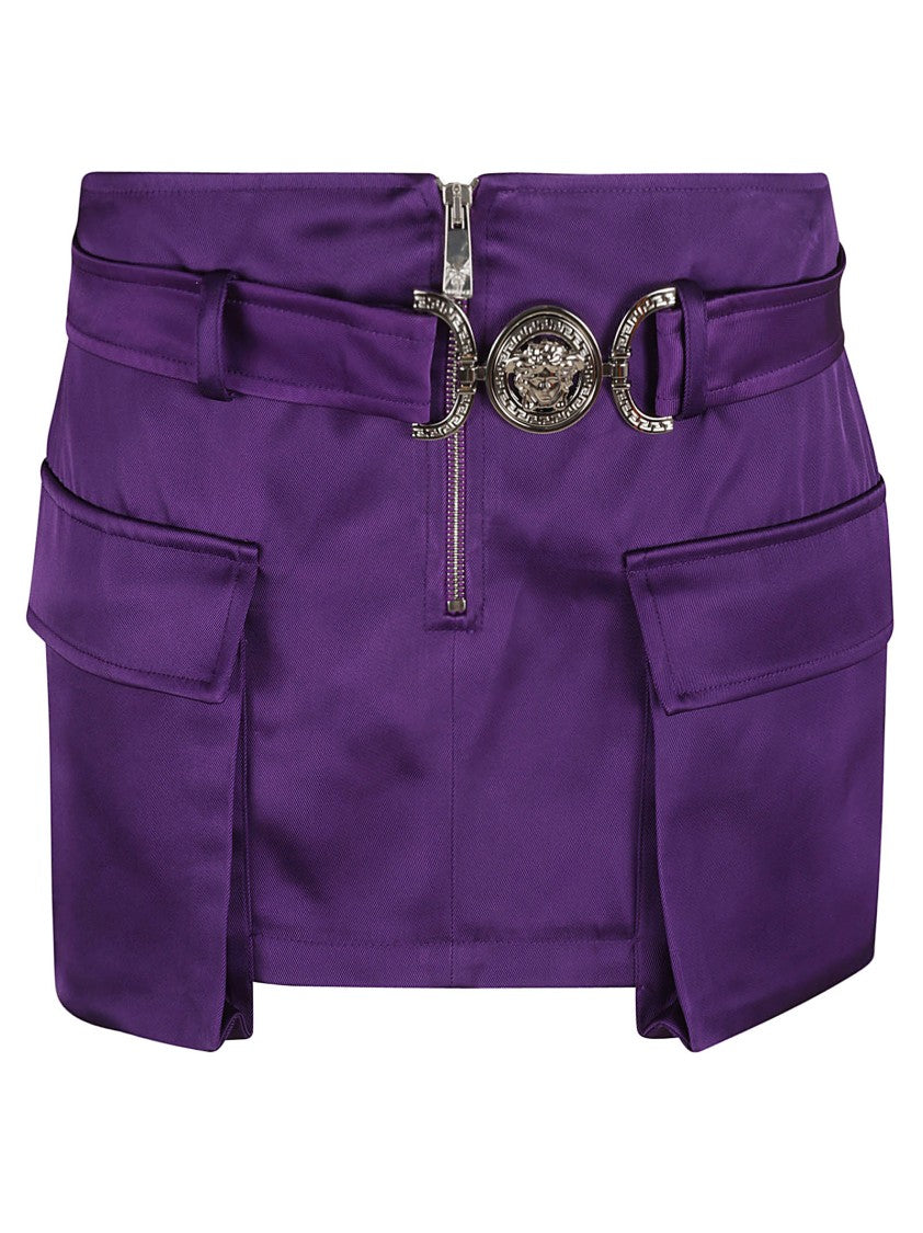 High-Waisted Purple Skirt With Statement Belt