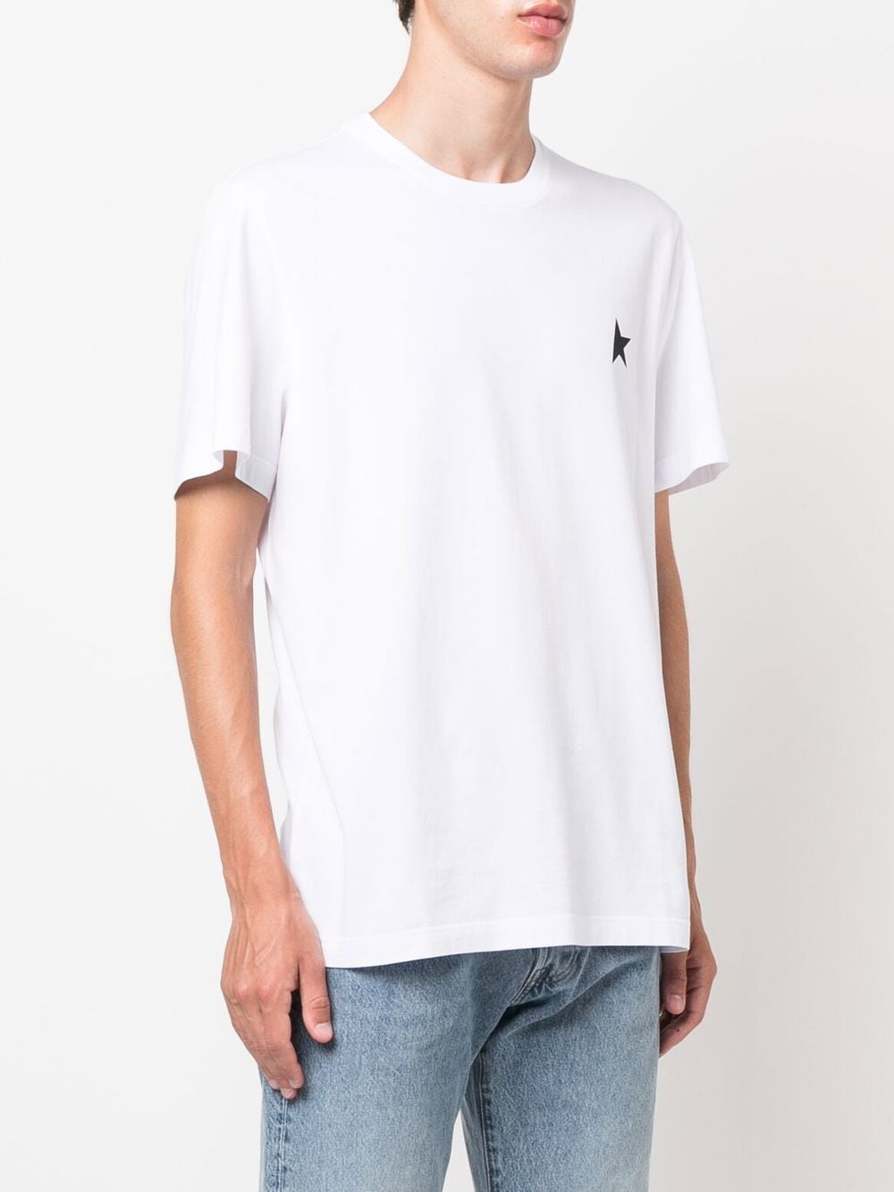 White Short-Sleeve T-Shirt in Silk-Nylon Blend