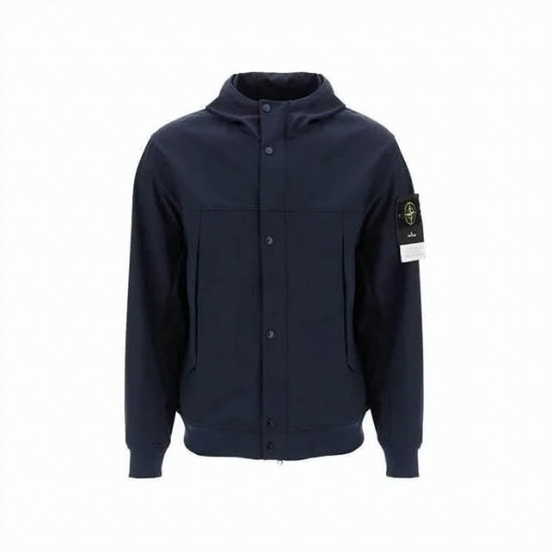 Blue Casual Jacket with High Collar