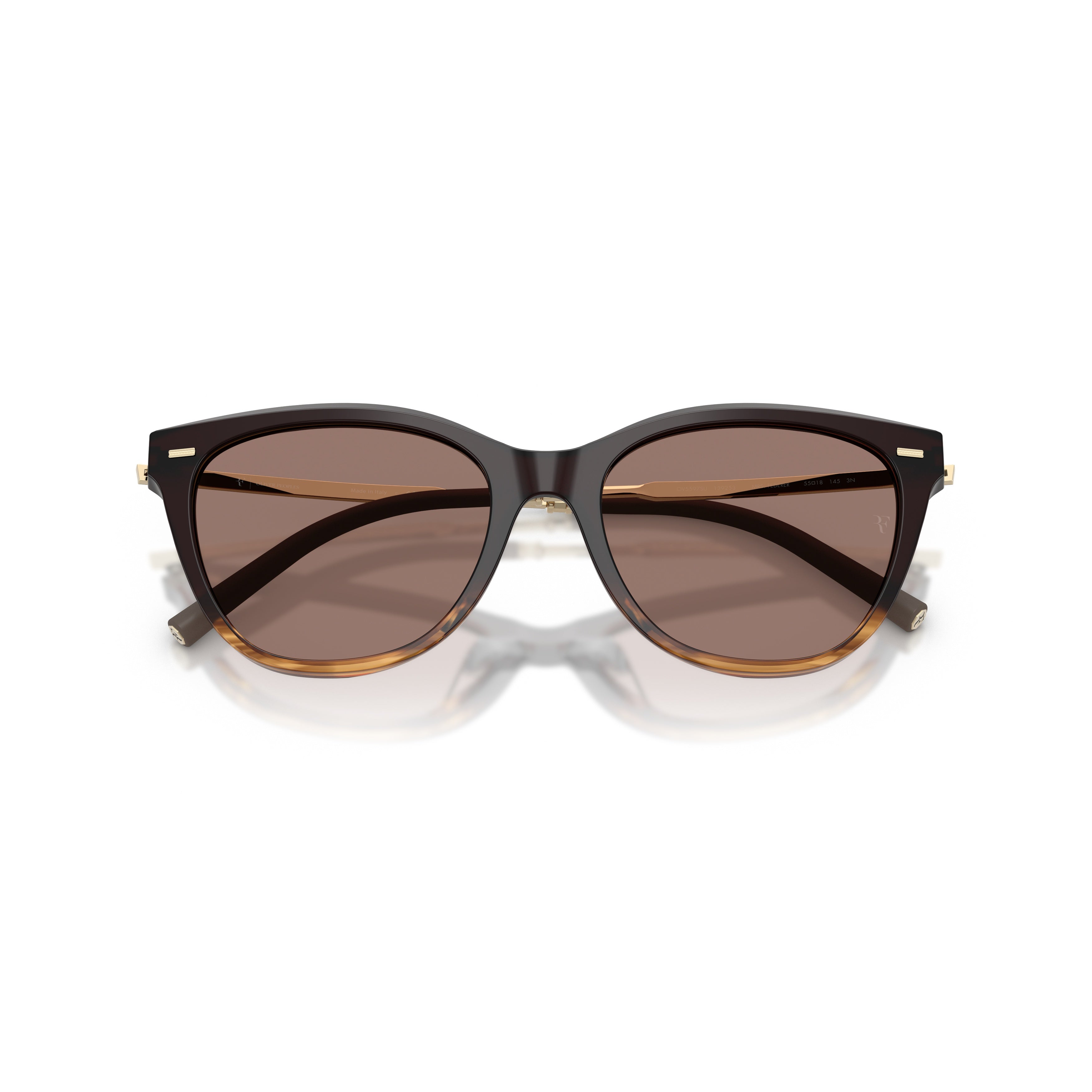 0ov5597su Gradient Tortoiseshell Cat-Eye Sunglasses with Gold-Toned Temples