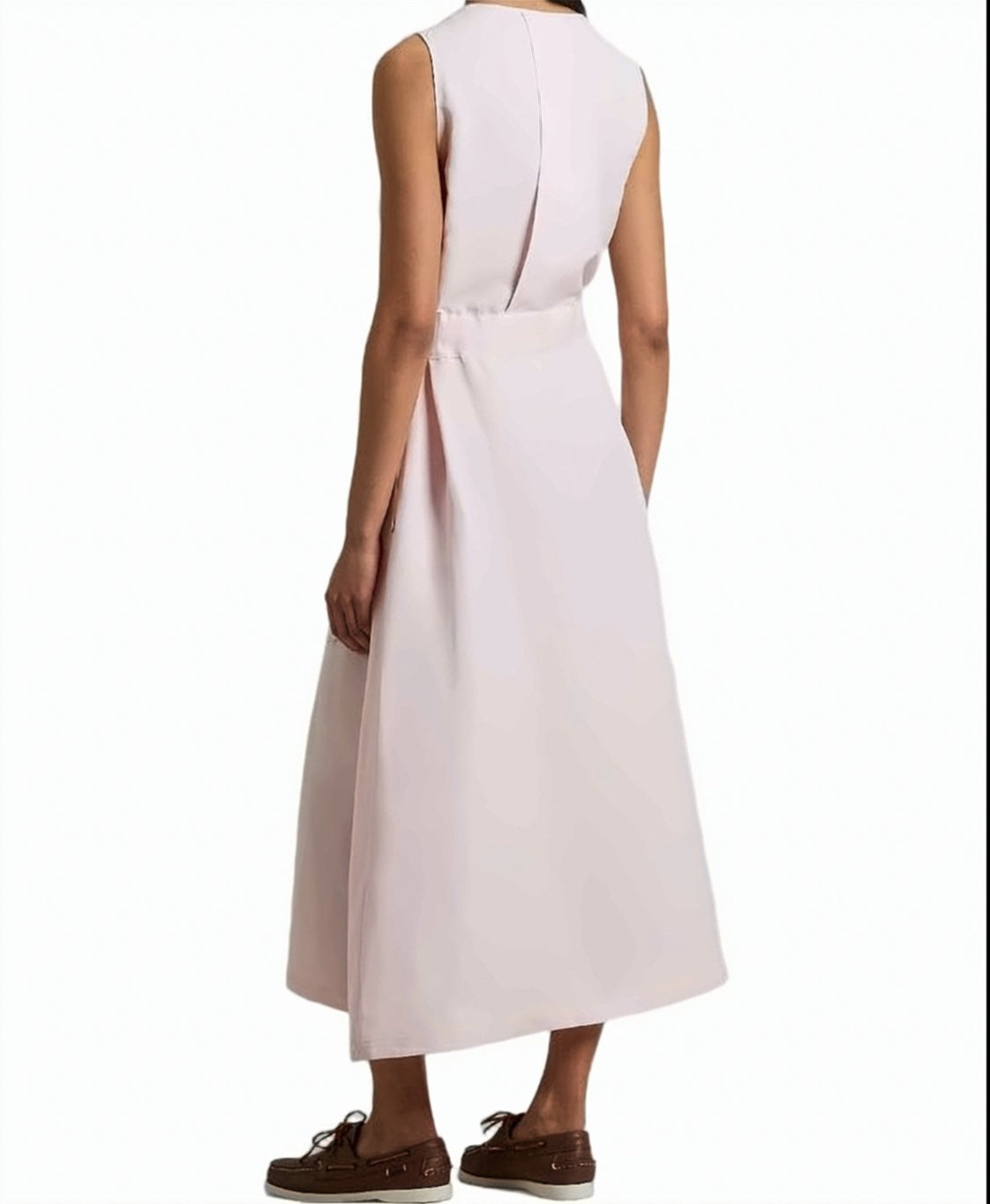 Linen Blend Sleeveless Round Neck Dress