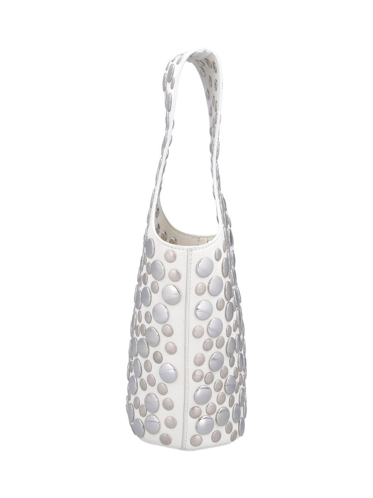 White Livia Small Studs Leather Tote