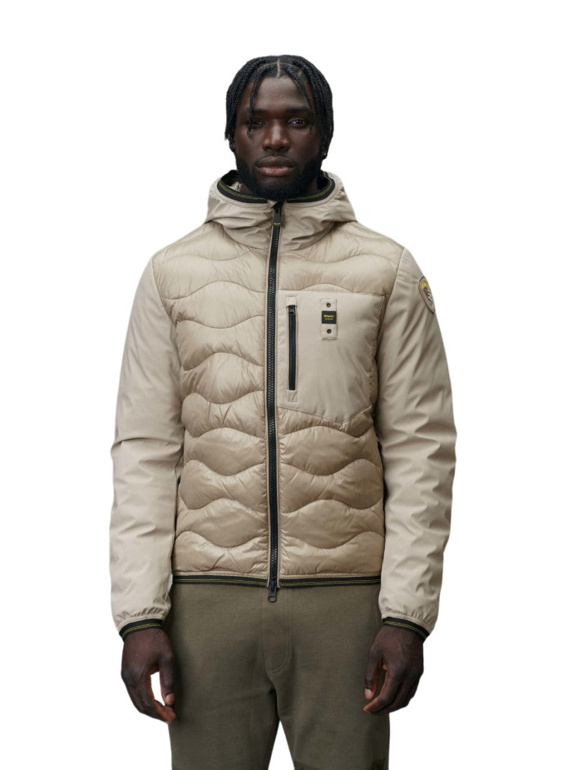 Beige Down Jacket With Hood