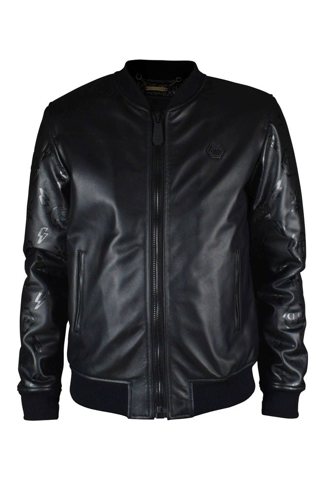 Czarna skórzana kurtka bomber