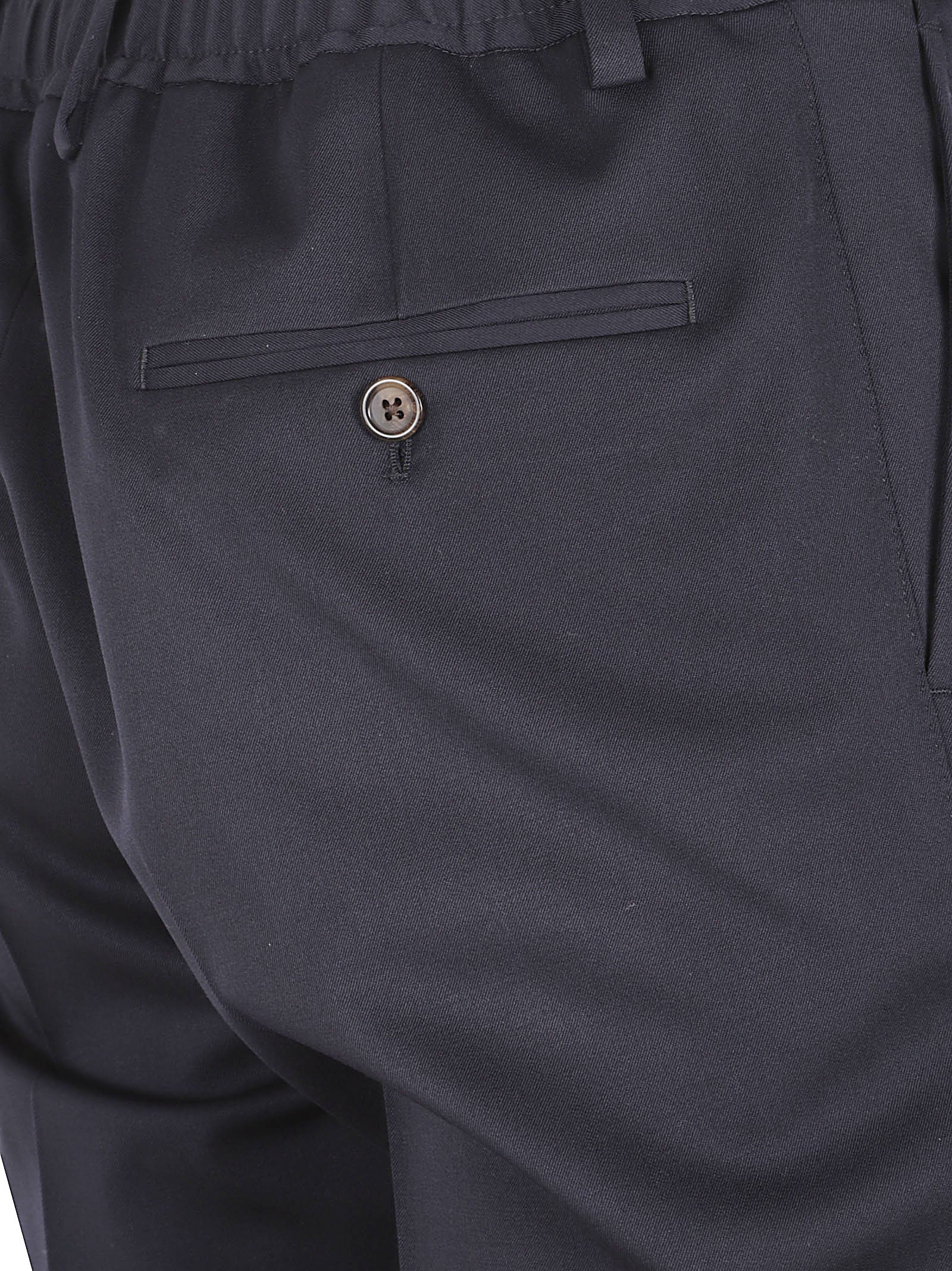 Tailored Fit Black Trousers with Button Closure