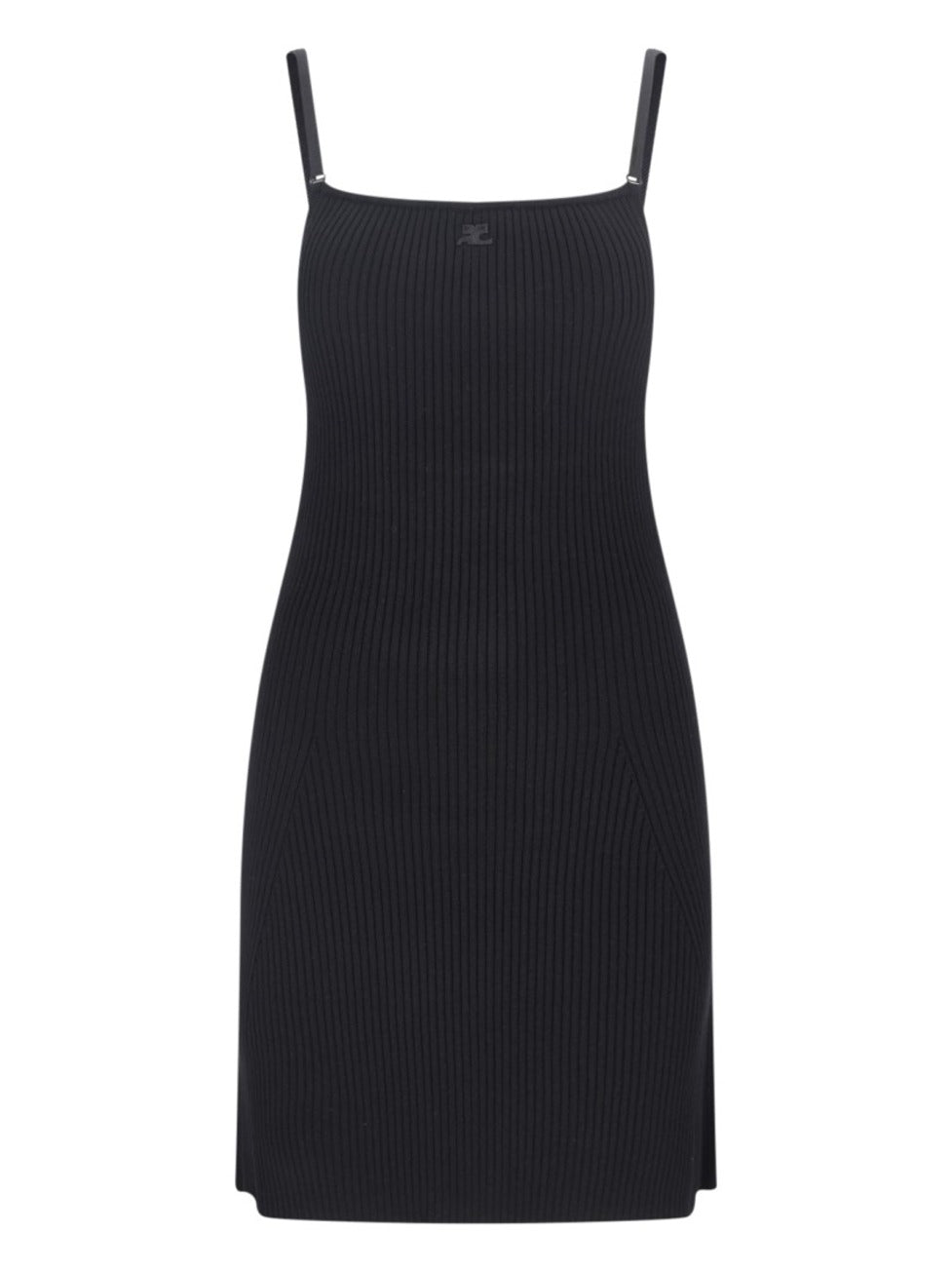 Mini Logo Dress In Black Fabric Ribbed Knit