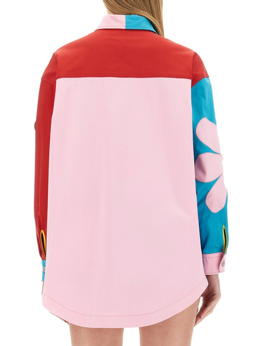 Oversized Printed Shirt With Eclectic Patchwork Design