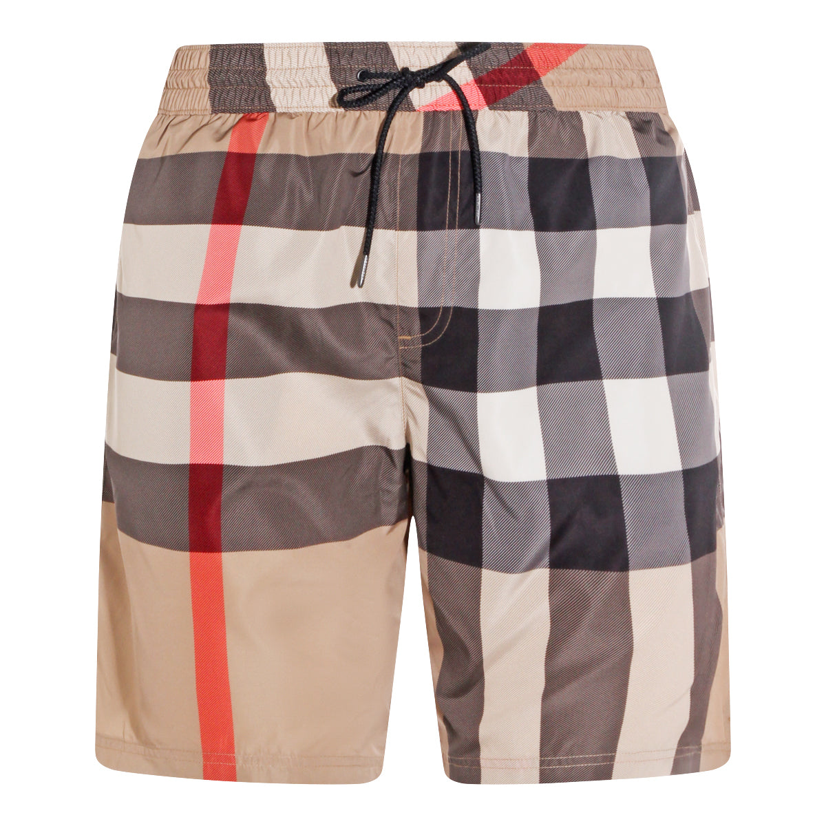 Beige Signature Pattern Swim Shorts