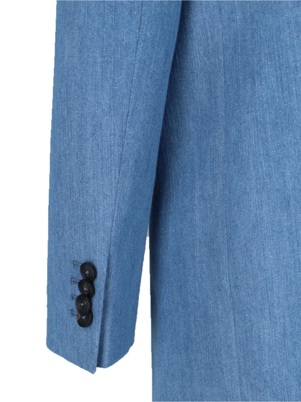 "Bertha" Single-Breasted Blazer – Blue