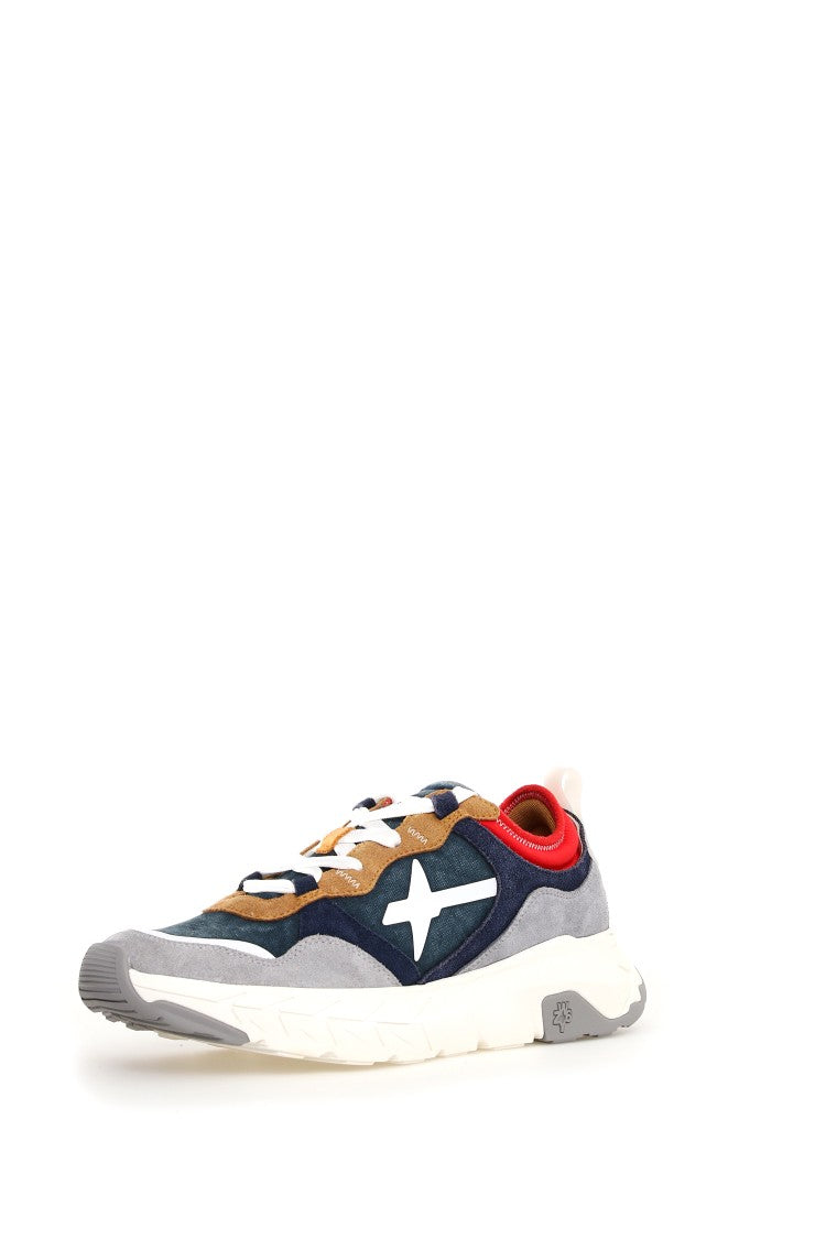 Two-Tone Rubber Sole Sneakers With Serrated Design