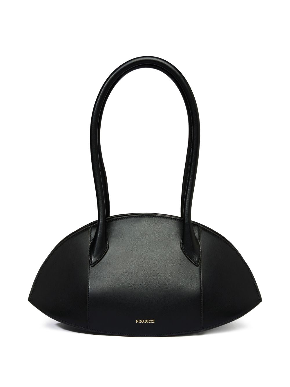 Elongated Oval Black Silk And Nylon Bag