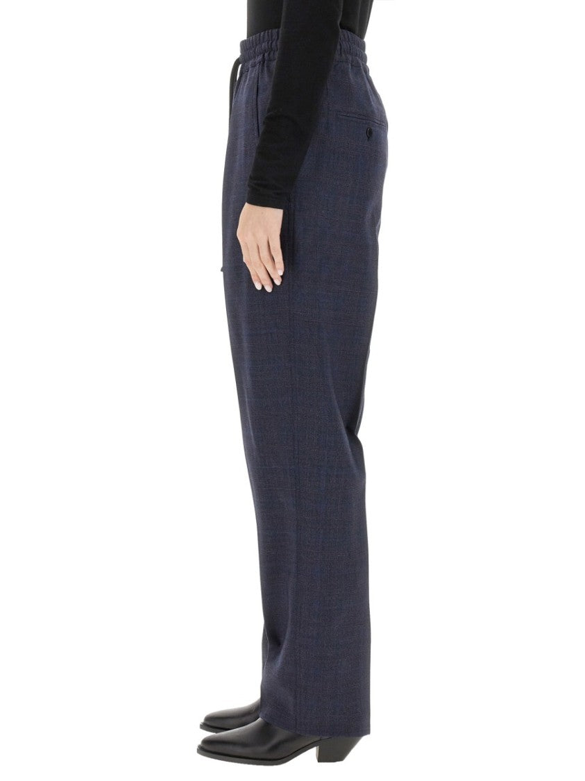 Tailored Wool Blend Pants With Subtle Check Pattern