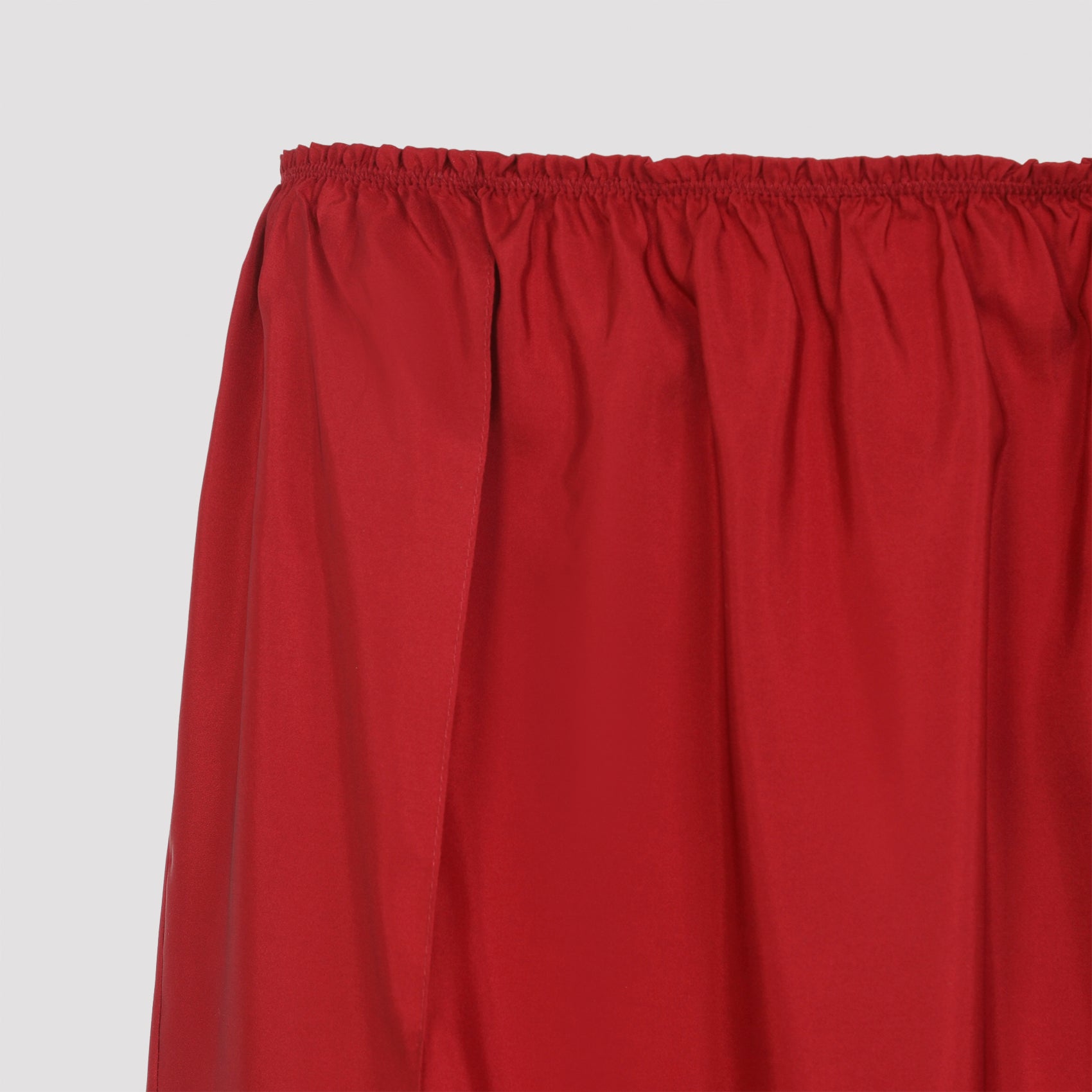 Silk Midi Skirt with Elastic Waistband