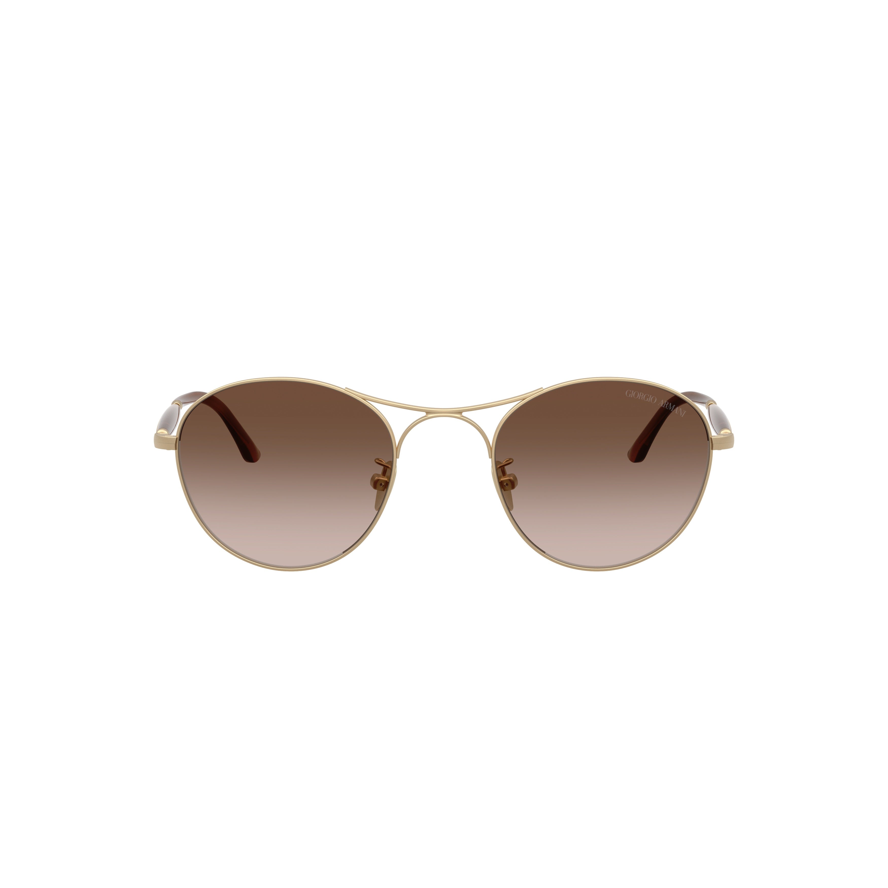 0ar6177 Round Gradient Brown Sunglasses with Gold-Tone Steel Frame