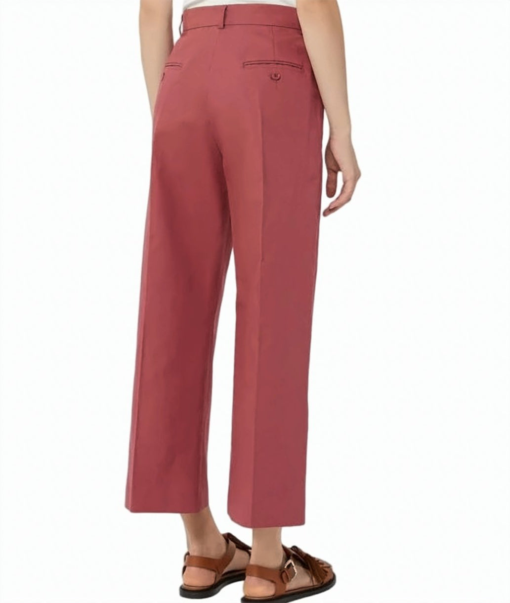 Cotton Linen Canvas High Waist Trousers