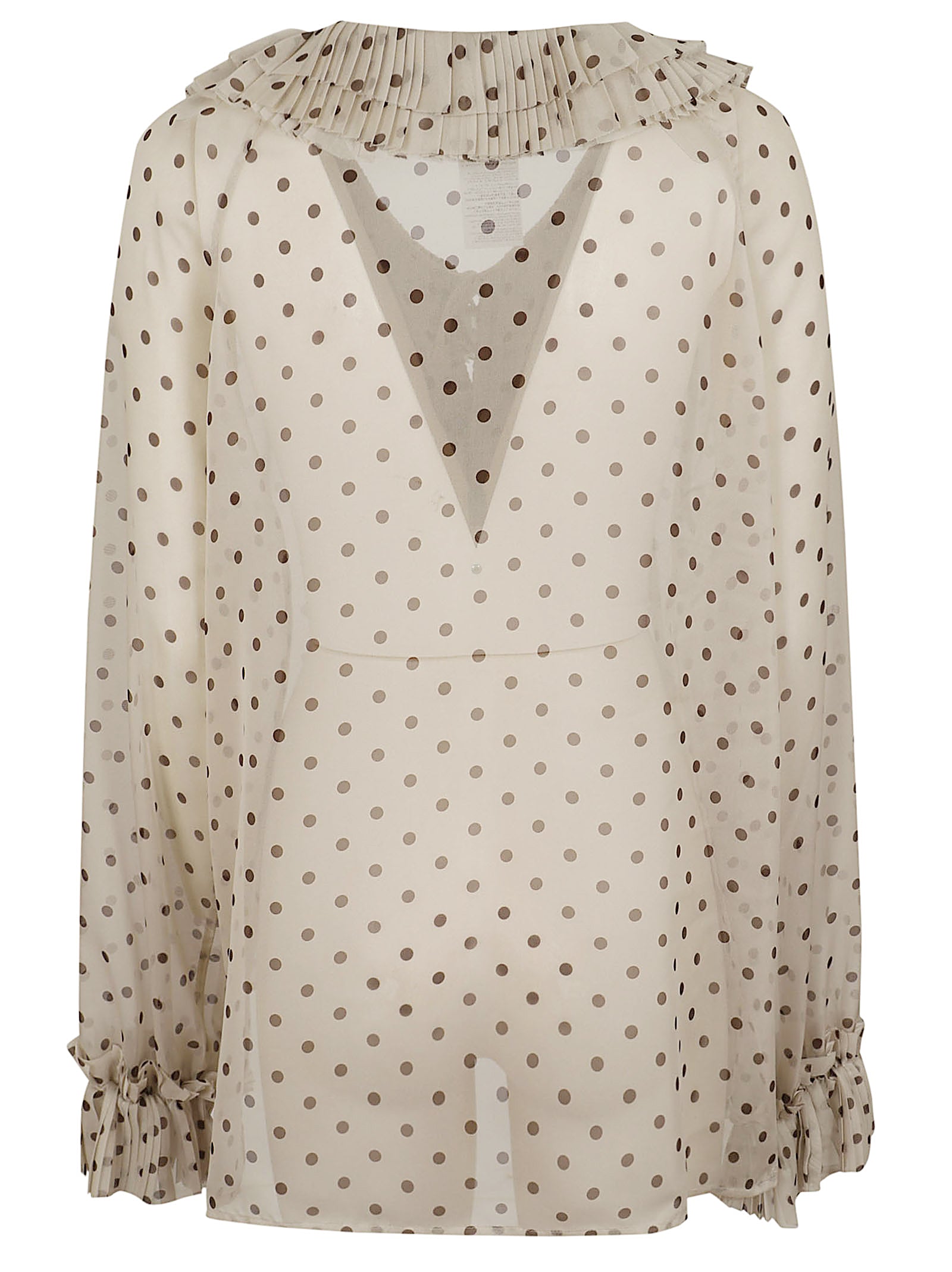 Sheer Blouse with Ruffled V-Neckline