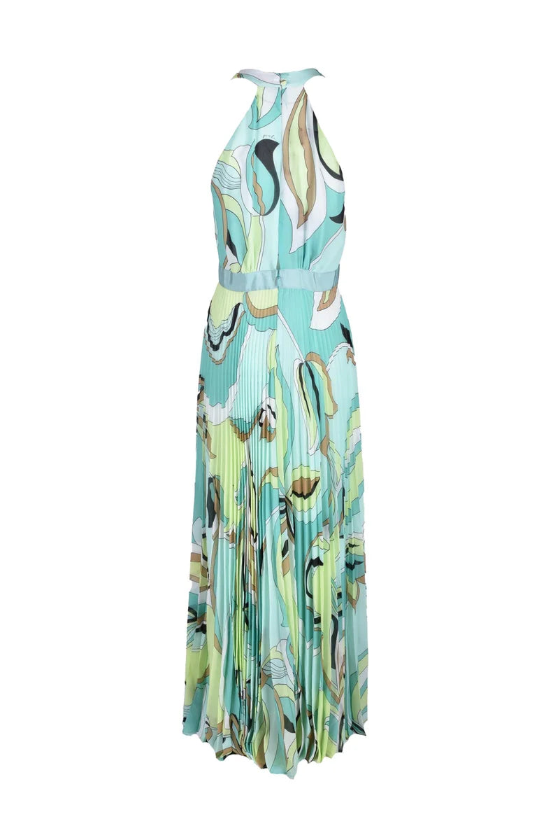 Green Pleated Long Dress