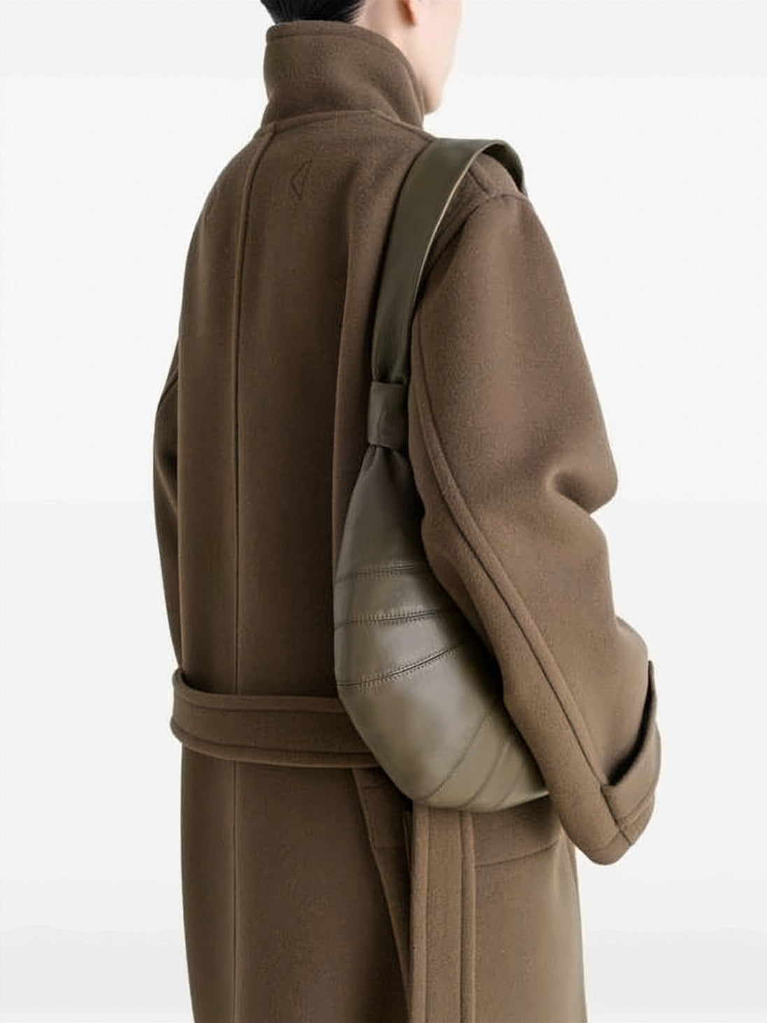 Crescent-Shaped Shoulder Bag with Adjustable Strap and Zip Closure