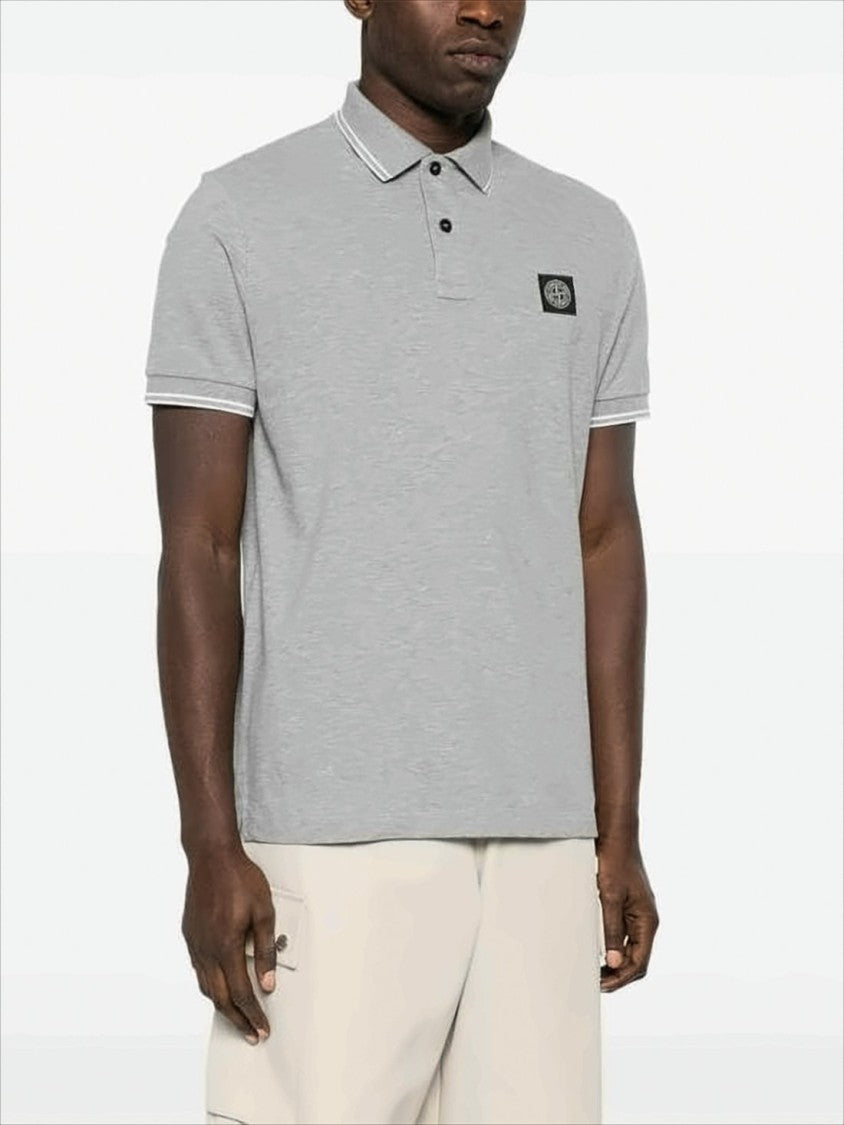 Short-Sleeve Polo Shirt with Textured Fabric