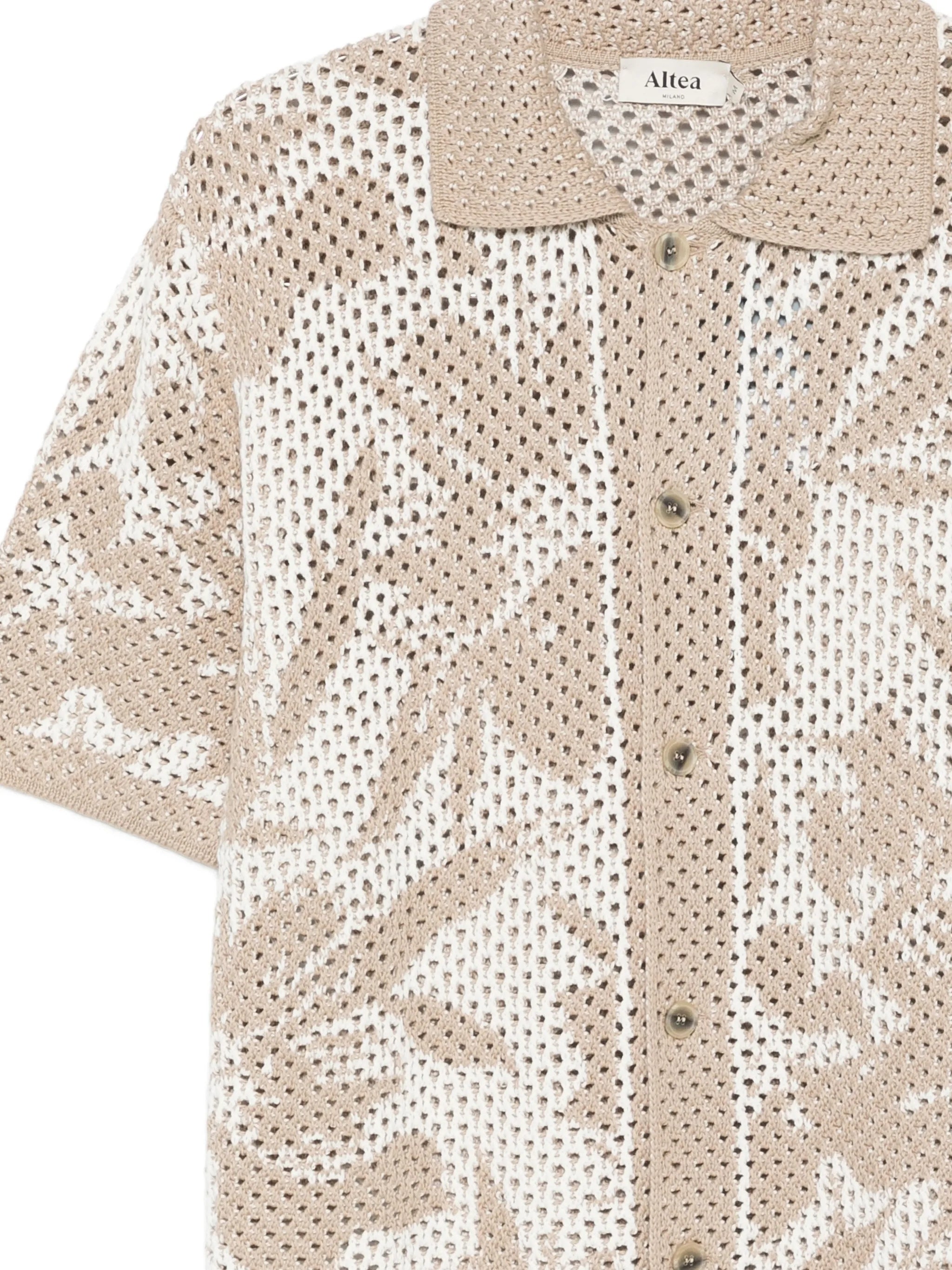 Neutral Perforated Knit Leaf Shirt