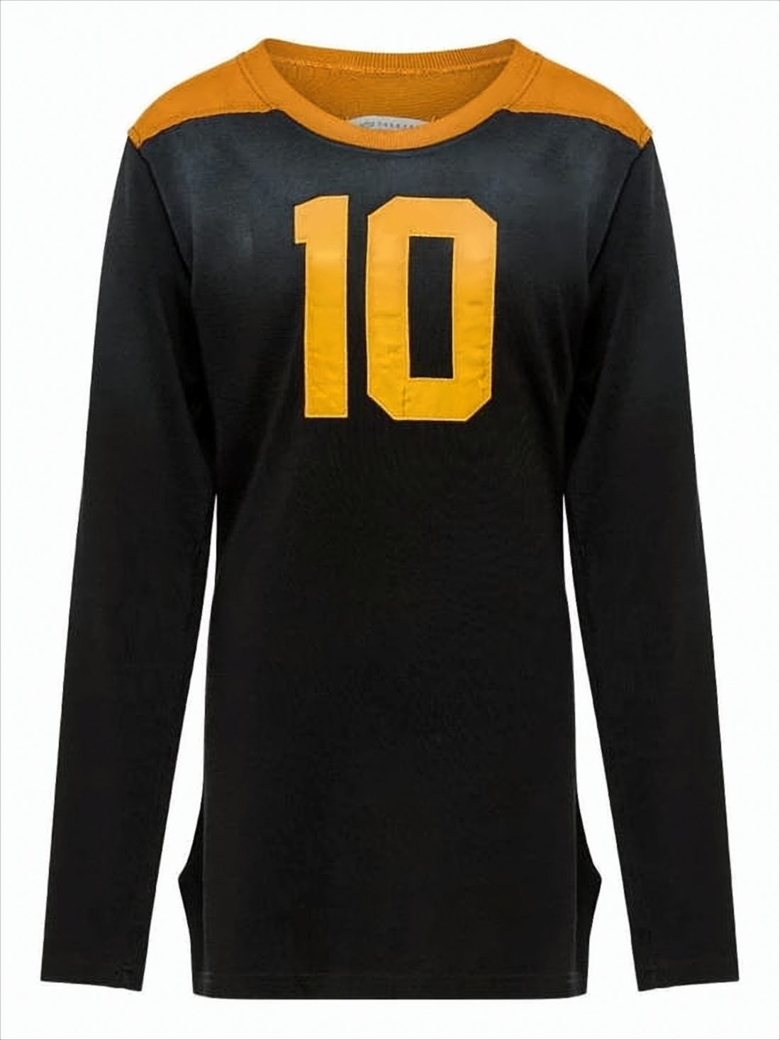 Long-Sleeve Black Shirt With Orange Accents