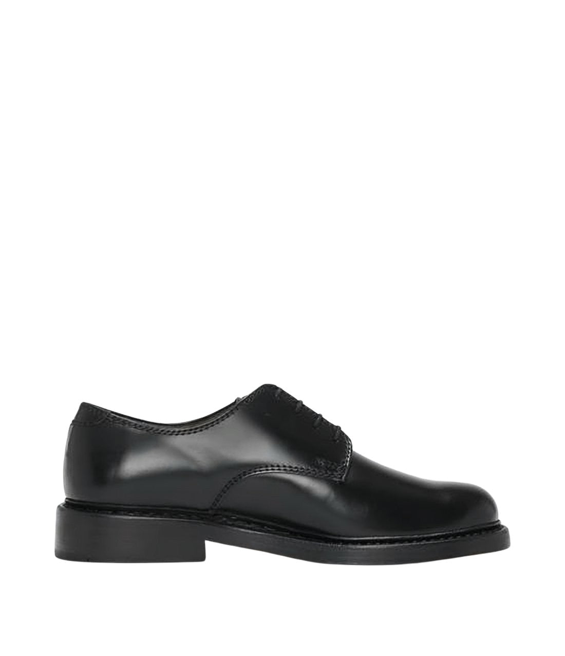 Polished Black Leather Derby Lace-Up Shoes