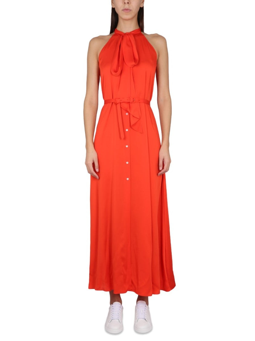 Maxi Dress With Halter Neck And Bow Detail